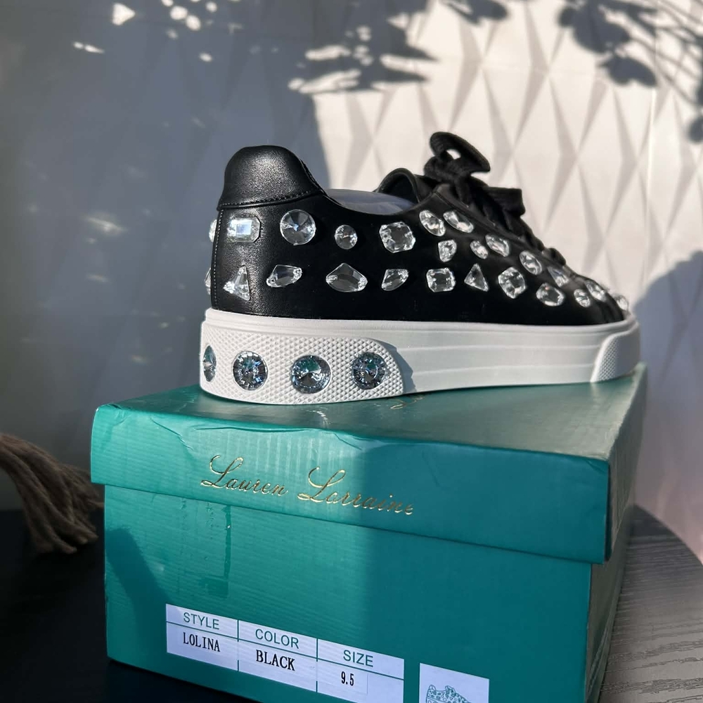 Lauren Lorraine Black Gem-Studded Sneakers